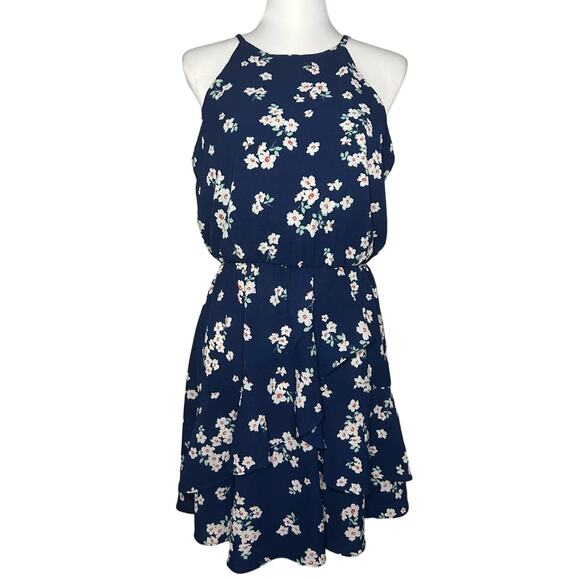 IZ Byer Dress Blue Floral Size Large - Picture 1 of 4